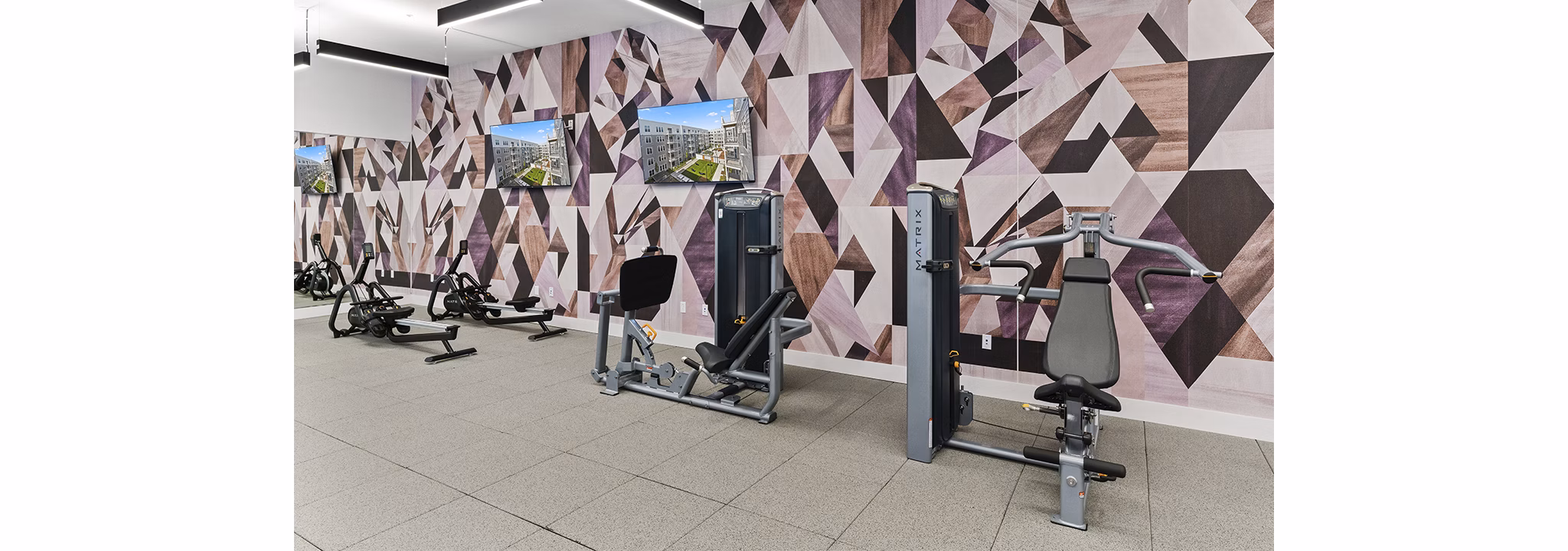 fitness center at The 266 Framingham Apartments 