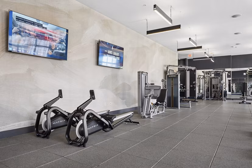 fitness center at The 266 Framingham Apartments 