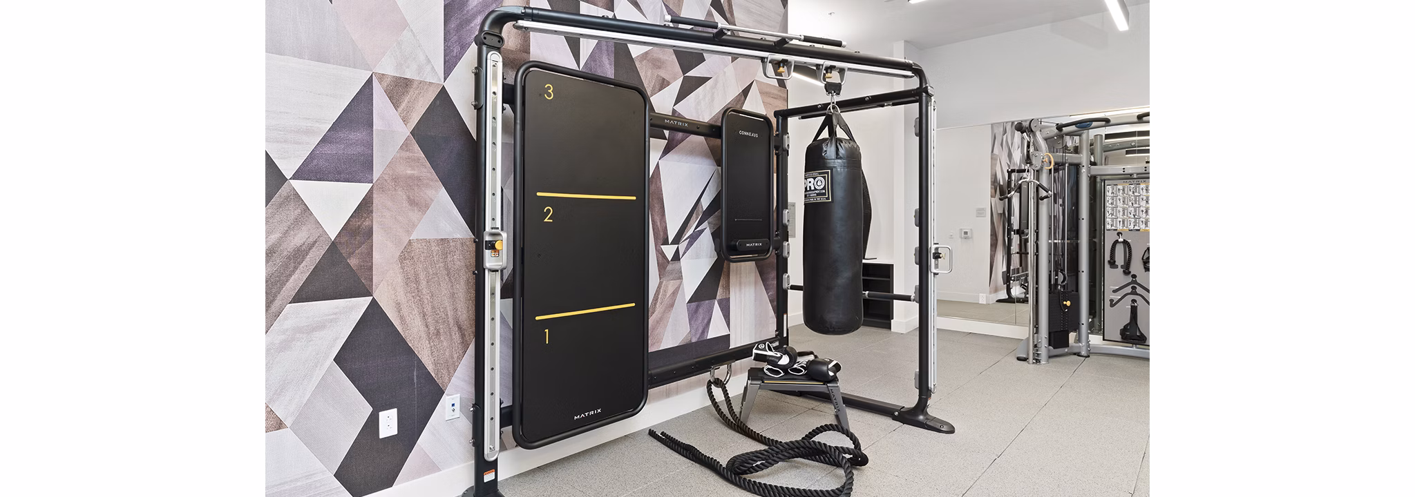 fitness center at The 266 Framingham Apartments 