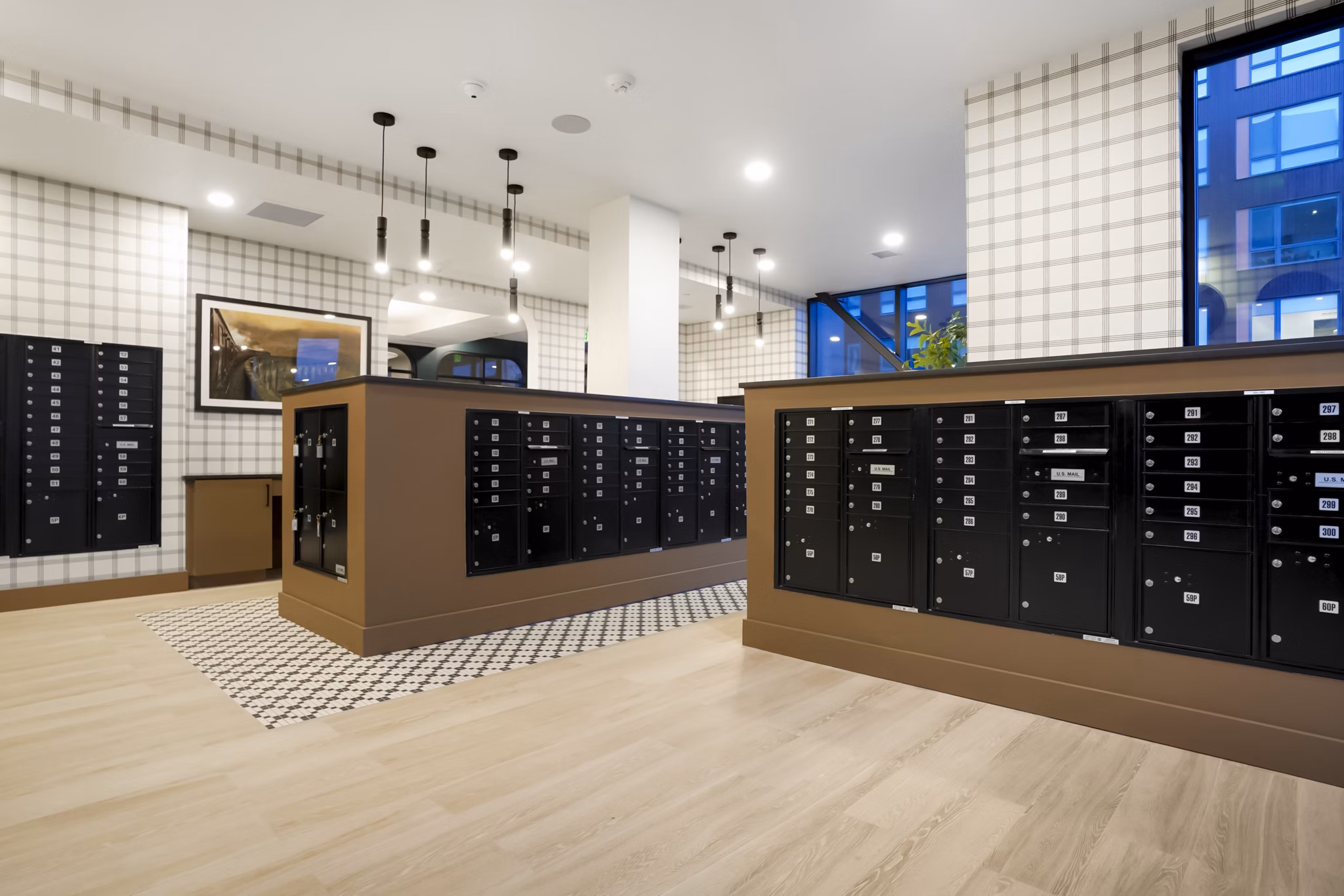 mail room at The Gauge Apartments