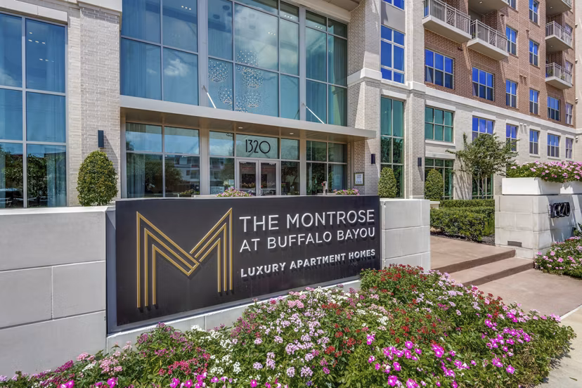 signage at Montrose at Buffalo Bayou Apartments