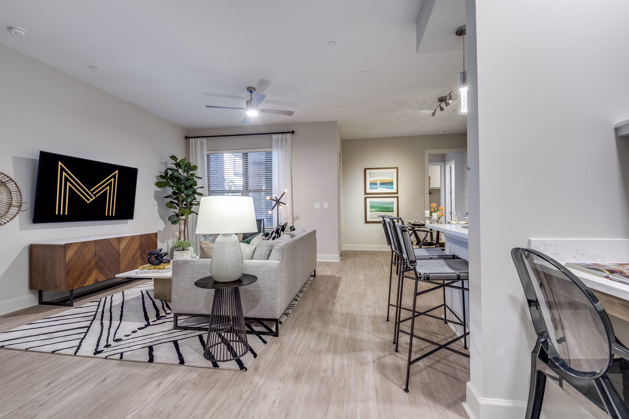 home office/living room at Montrose at Buffalo Bayou Apartments