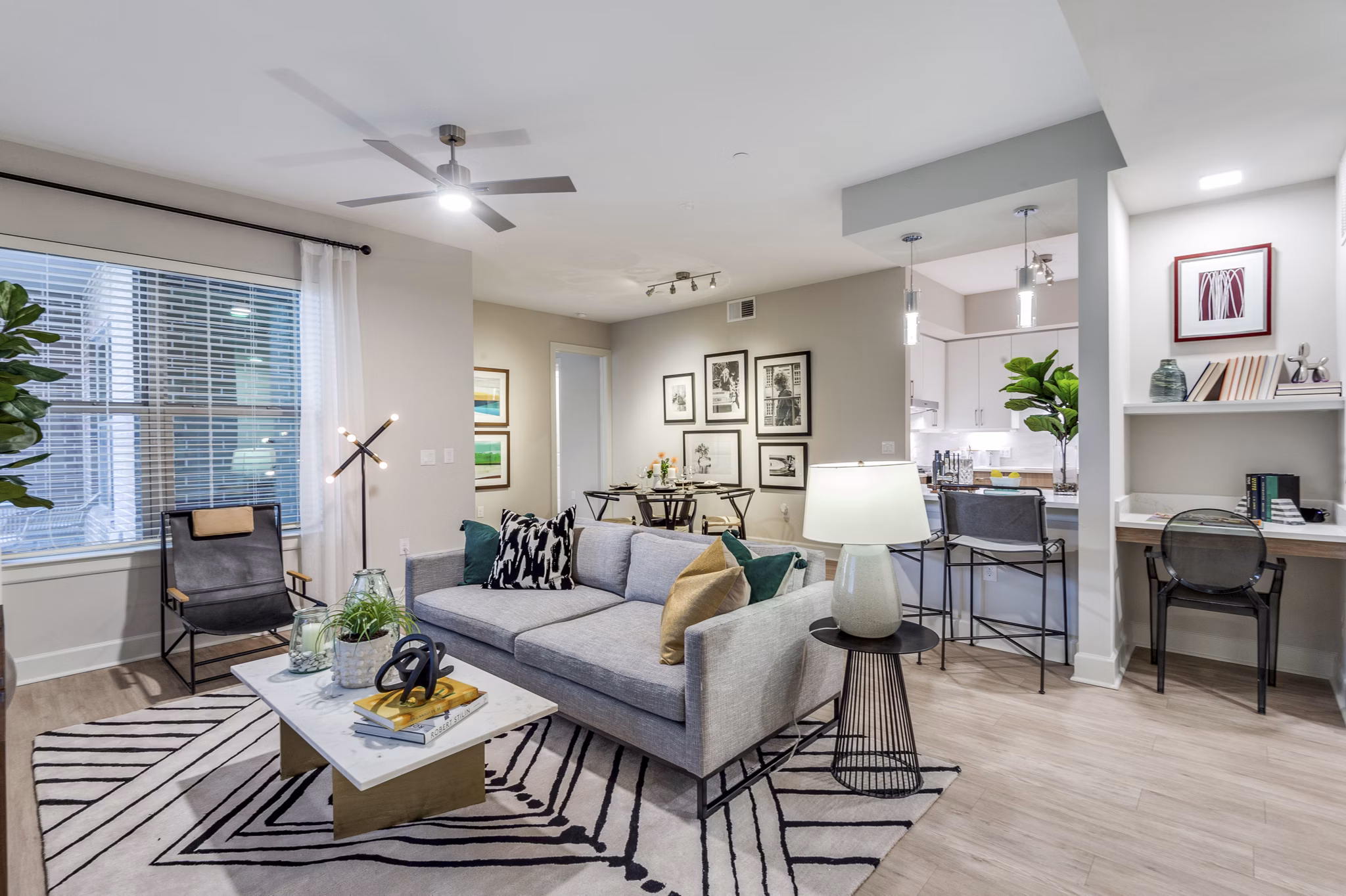 living room at Montrose at Buffalo Bayou Apartments