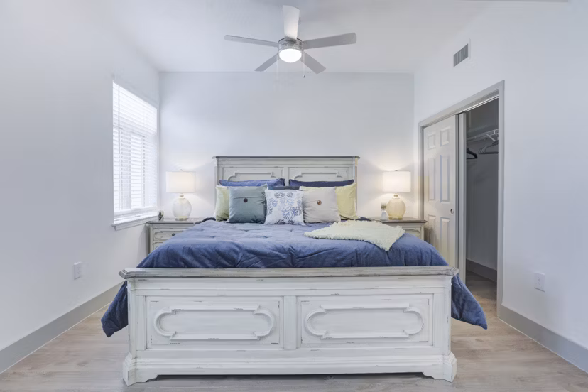 bedroom at The Kensington Apartments