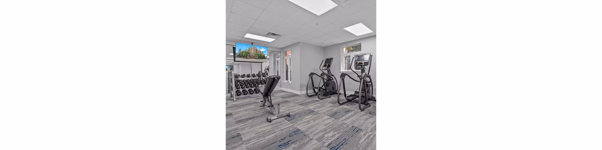 fitness center at The Kensington Apartments
