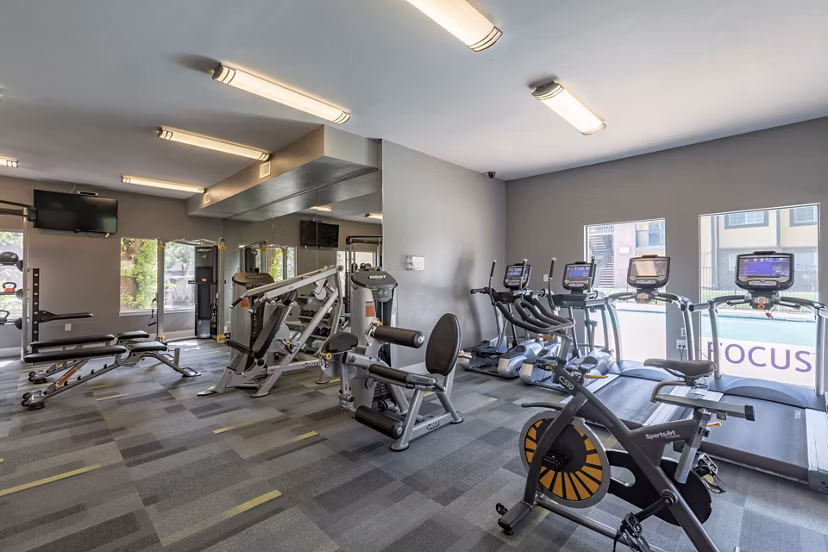 fitness center at Edge DTC Apartments