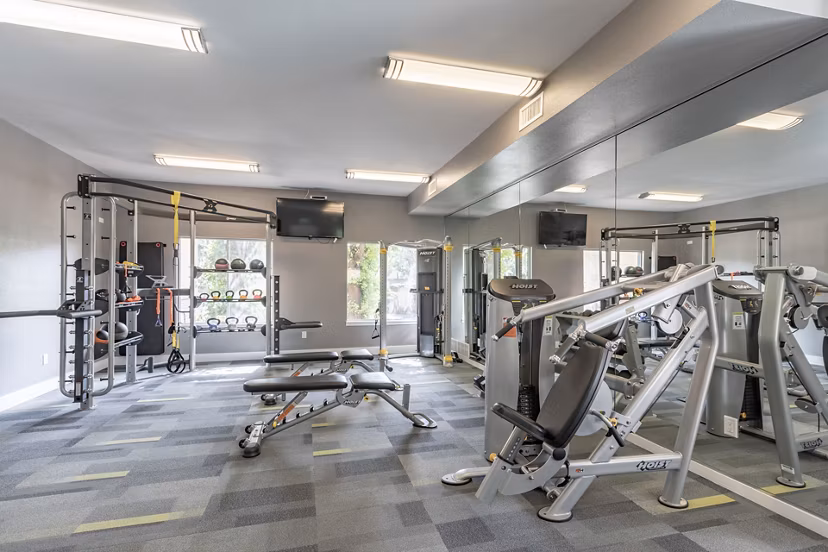 fitness center at Edge DTC Apartments