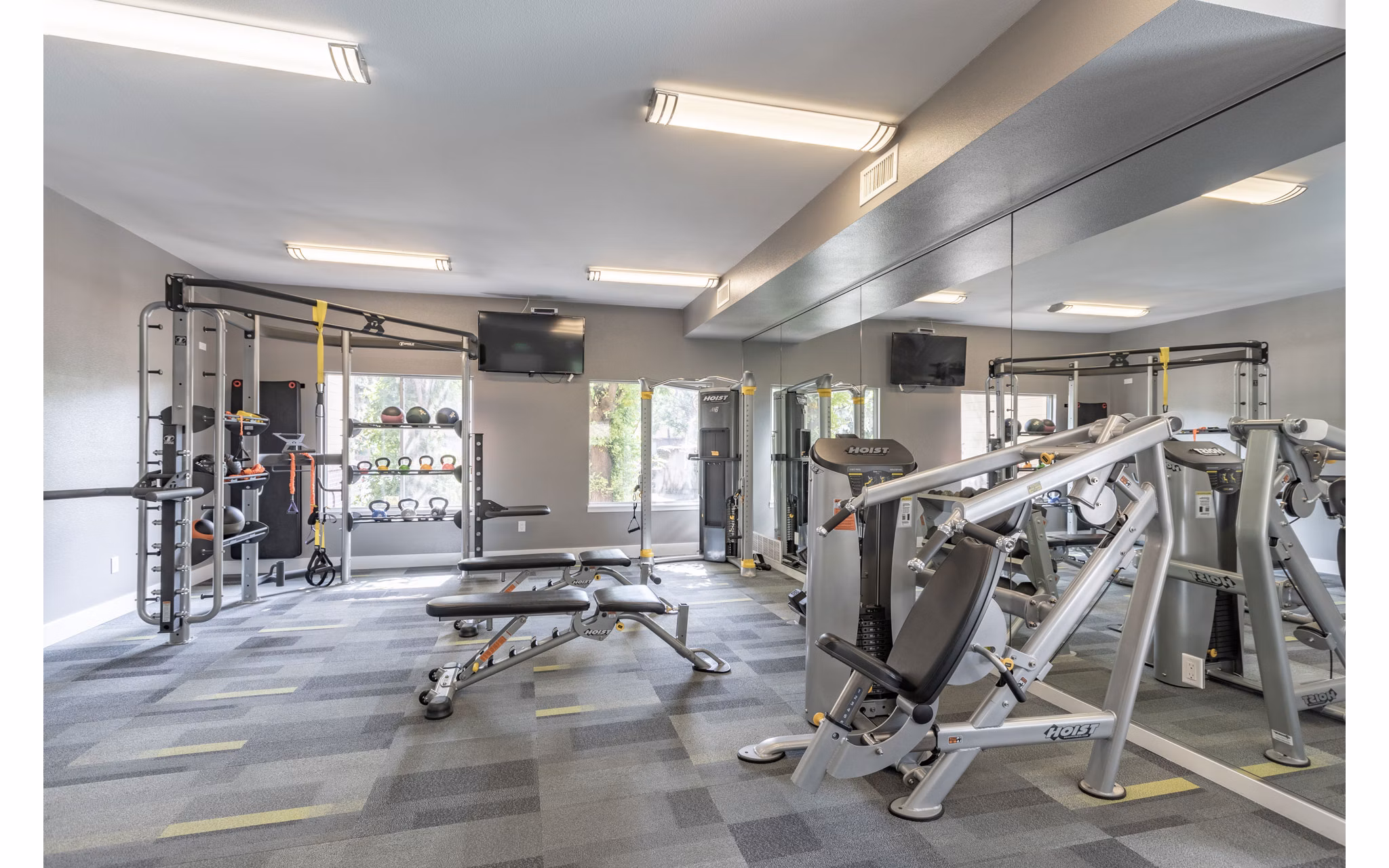 fitness center at Edge DTC Apartments