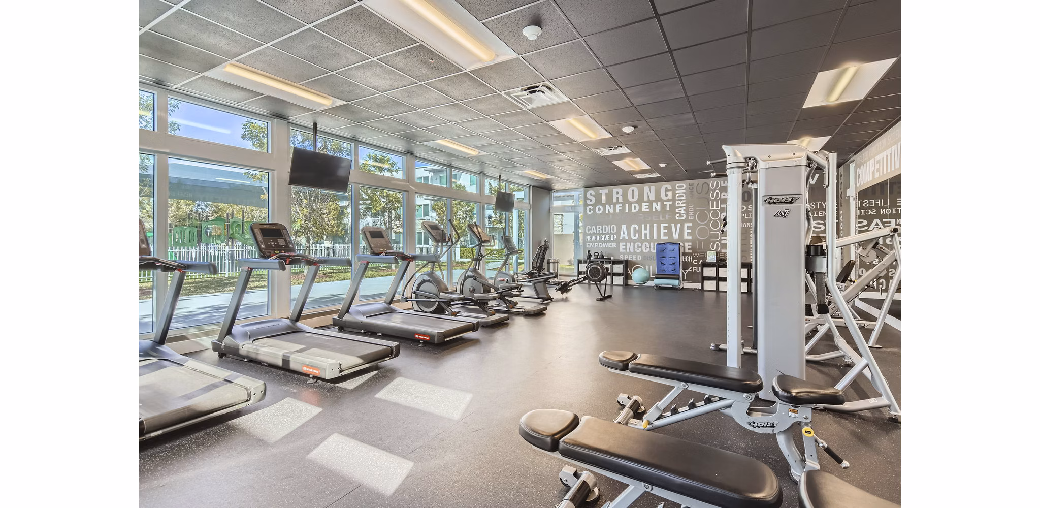 fitness center at Amelia Apartments