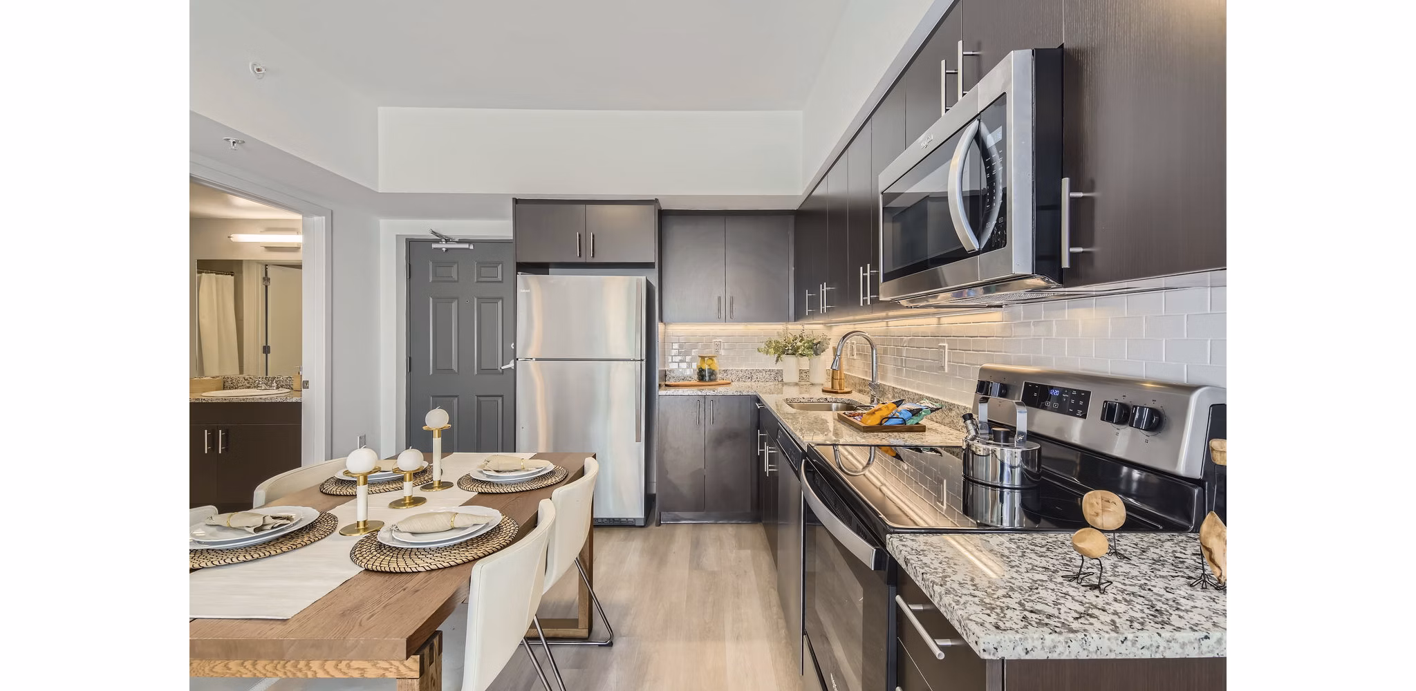 kitchen at Amelia Apartments
