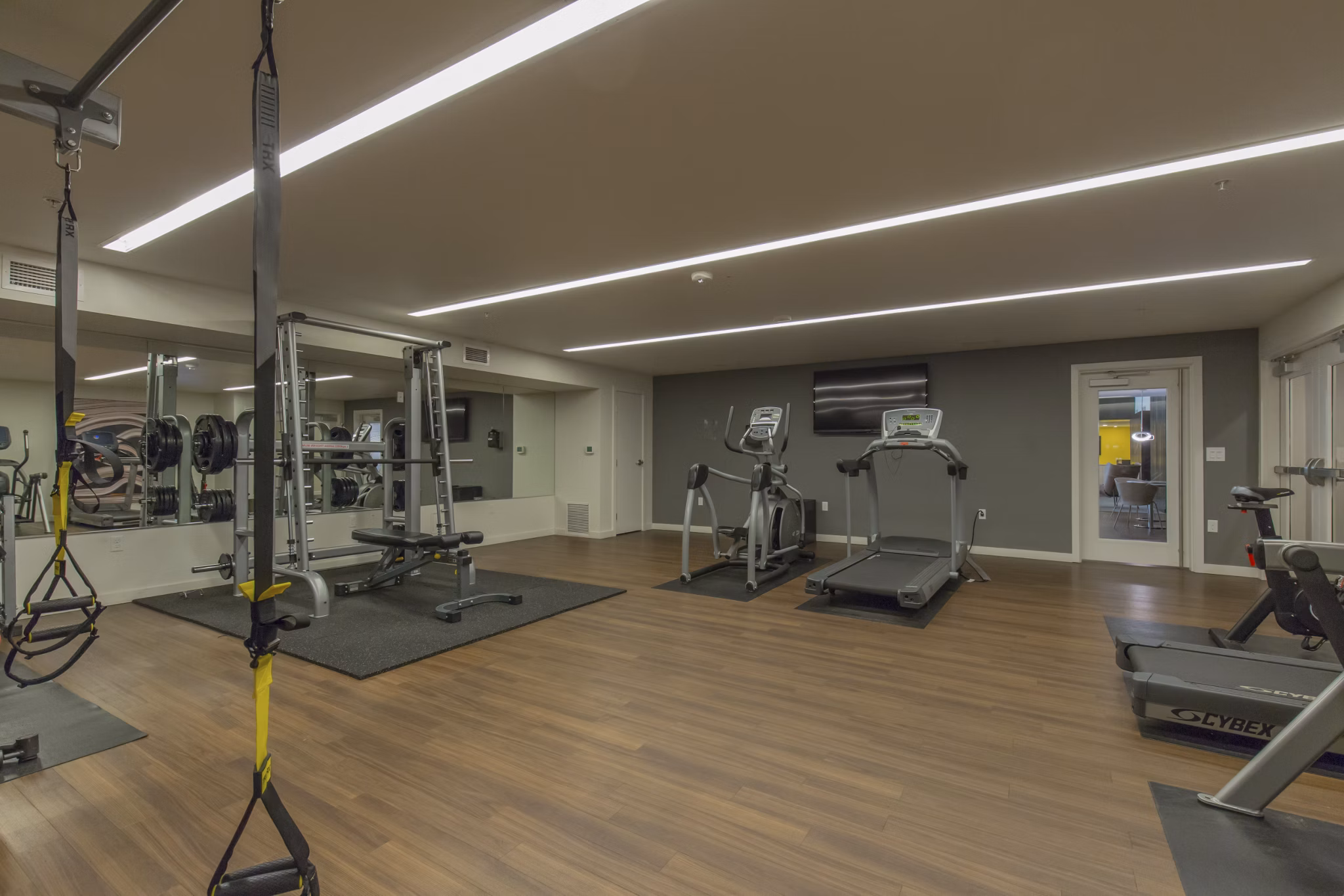 fitness center at The Linden Apartments