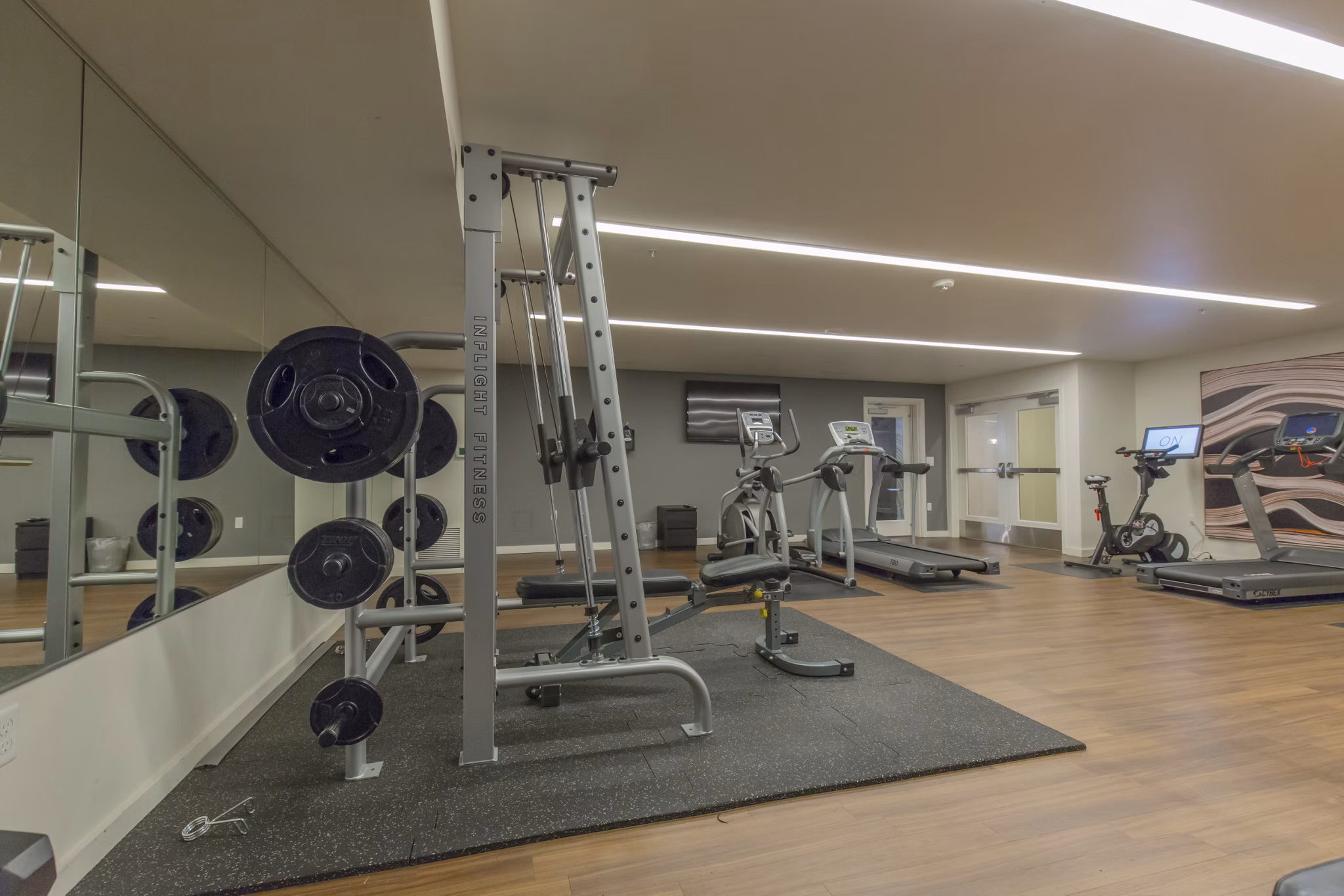 fitness center at The Linden Apartments