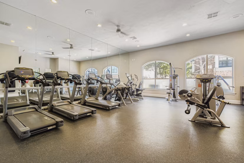 fitness center at The Livingston Apartments