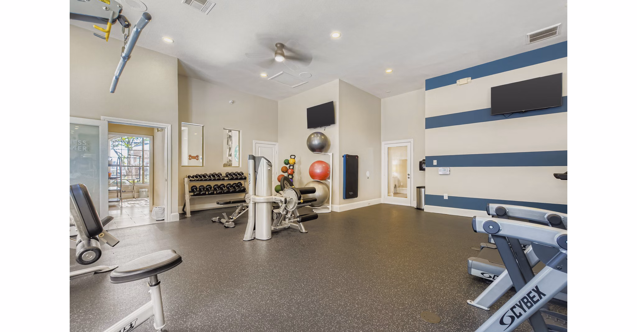 fitness center at The Livingston Apartments