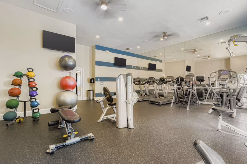 fitness center at The Livingston Apartments