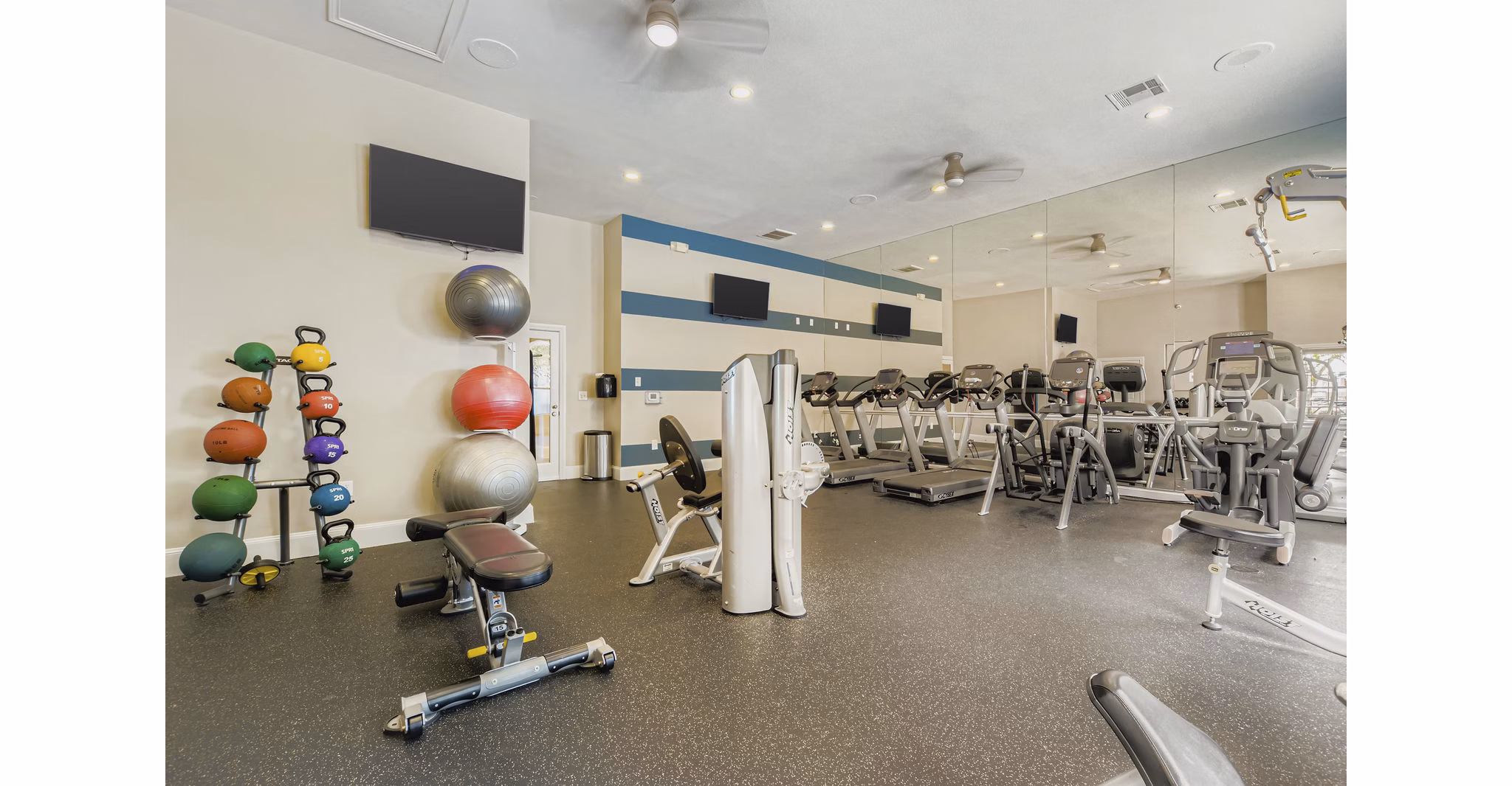 fitness center at The Livingston Apartments
