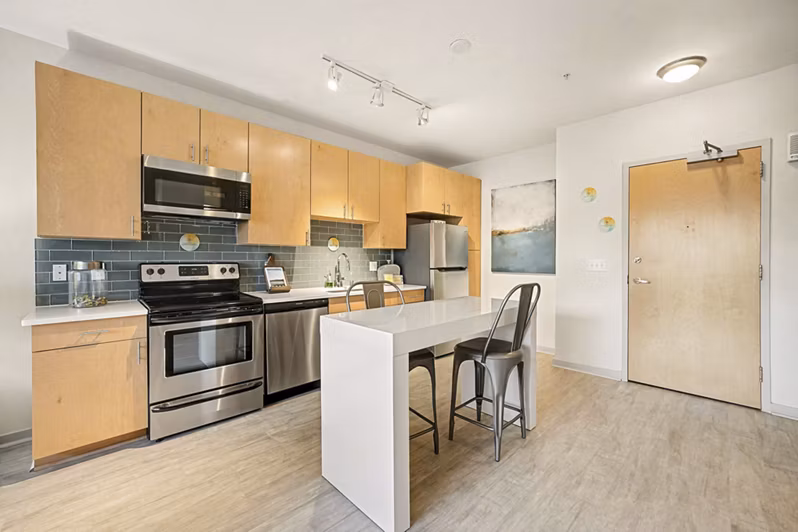 kitchen at LoHi Gold Apartments