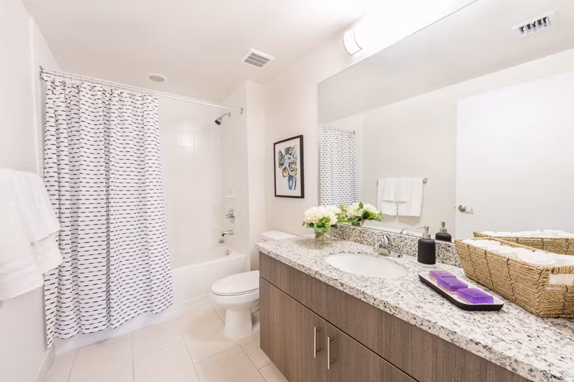 bathroom at The Olivia Apartments