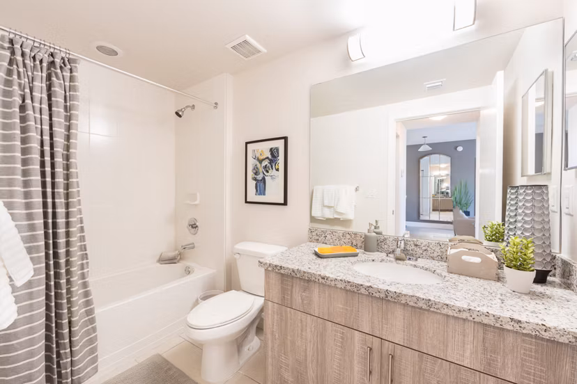 bathroom at The Olivia Apartments