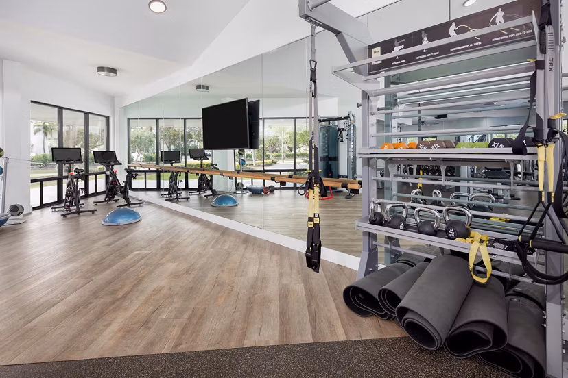 fitness center at The Seven at West Boca Apartments