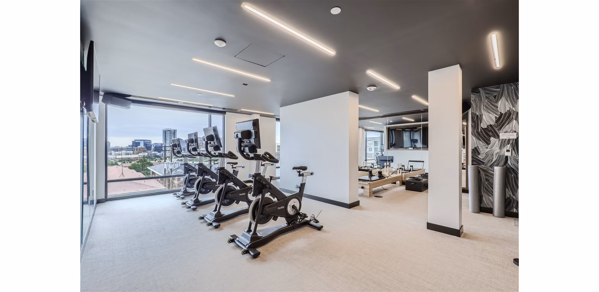fitness center at Skyline at Highlands Apartments