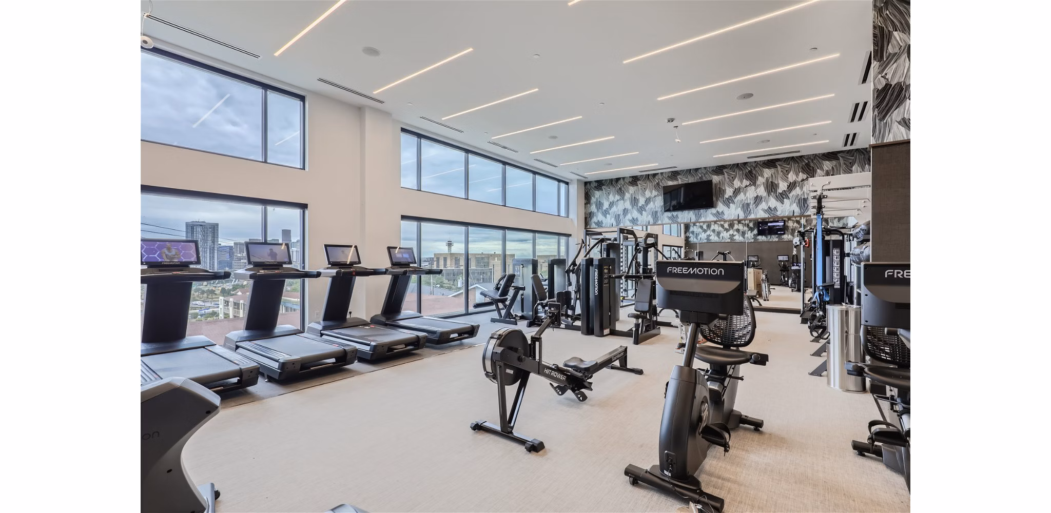 fitness center at Skyline at Highlands Apartments