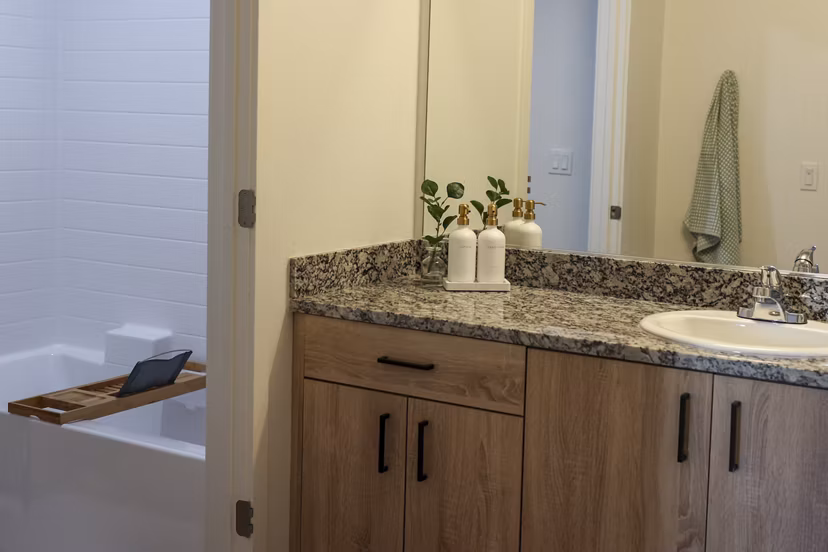 bathroom at The Grove at Woodlake Apartments