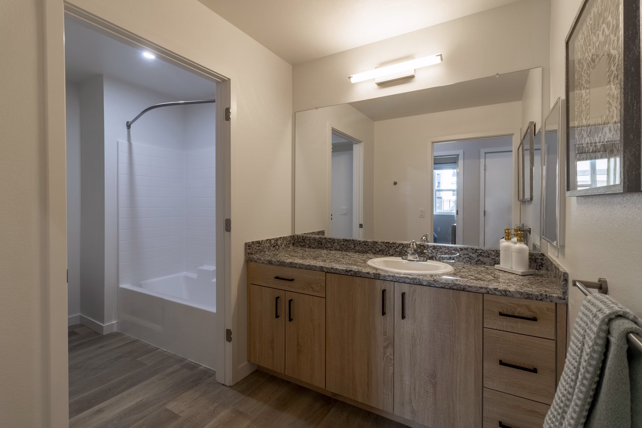 bathroom at The Grove at Woodlake Apartments