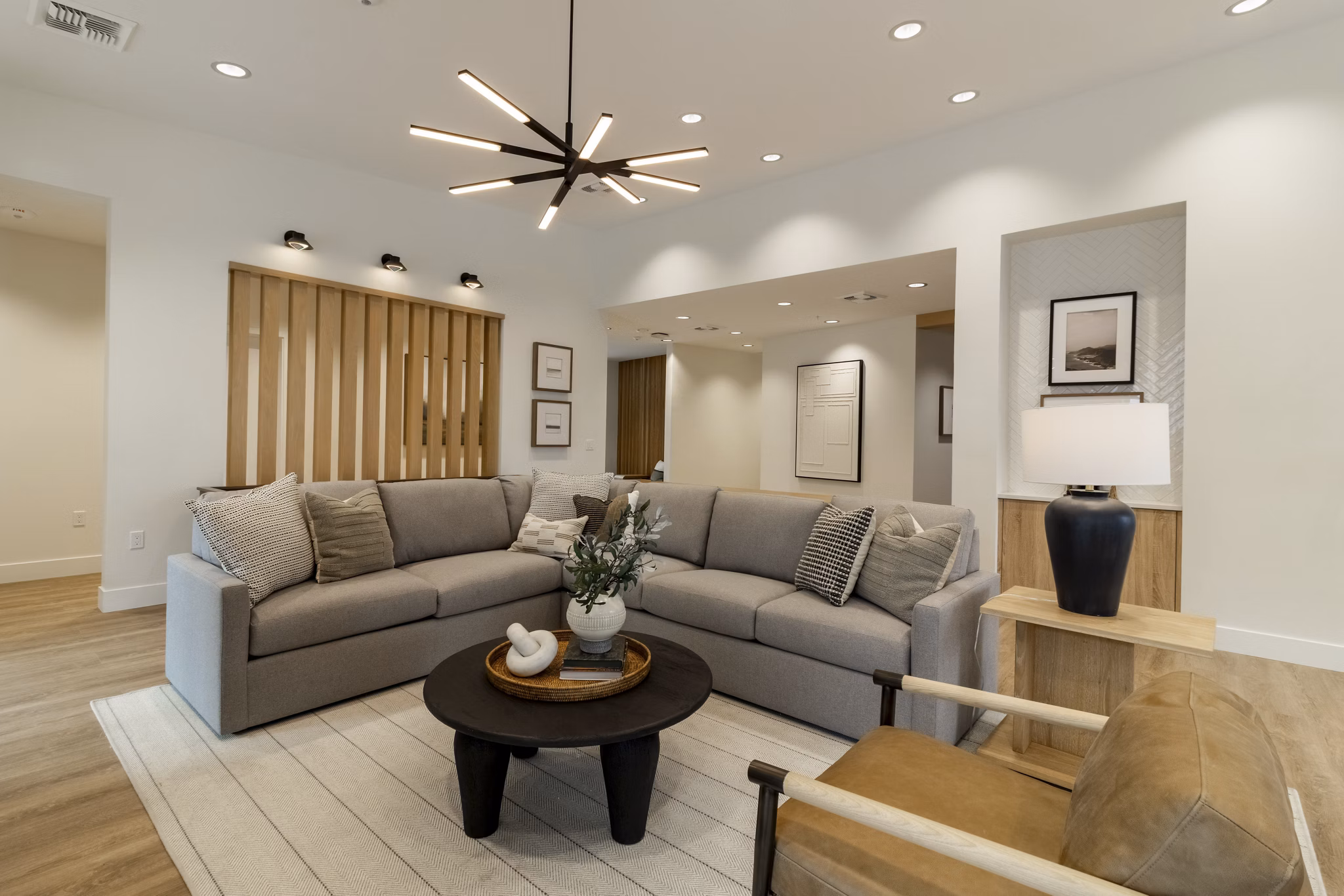 living room at The Grove at Woodlake Apartments