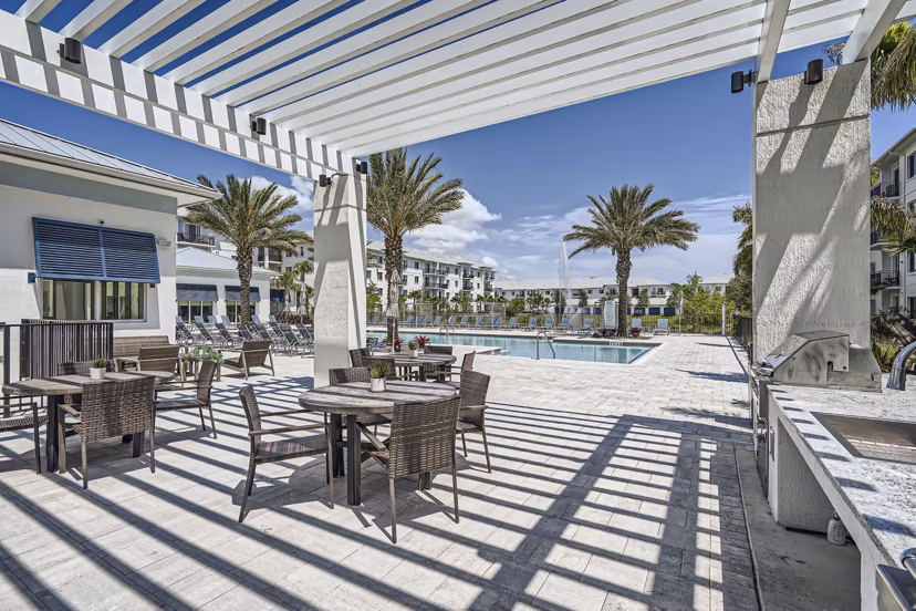 grill area at River North Apartments
