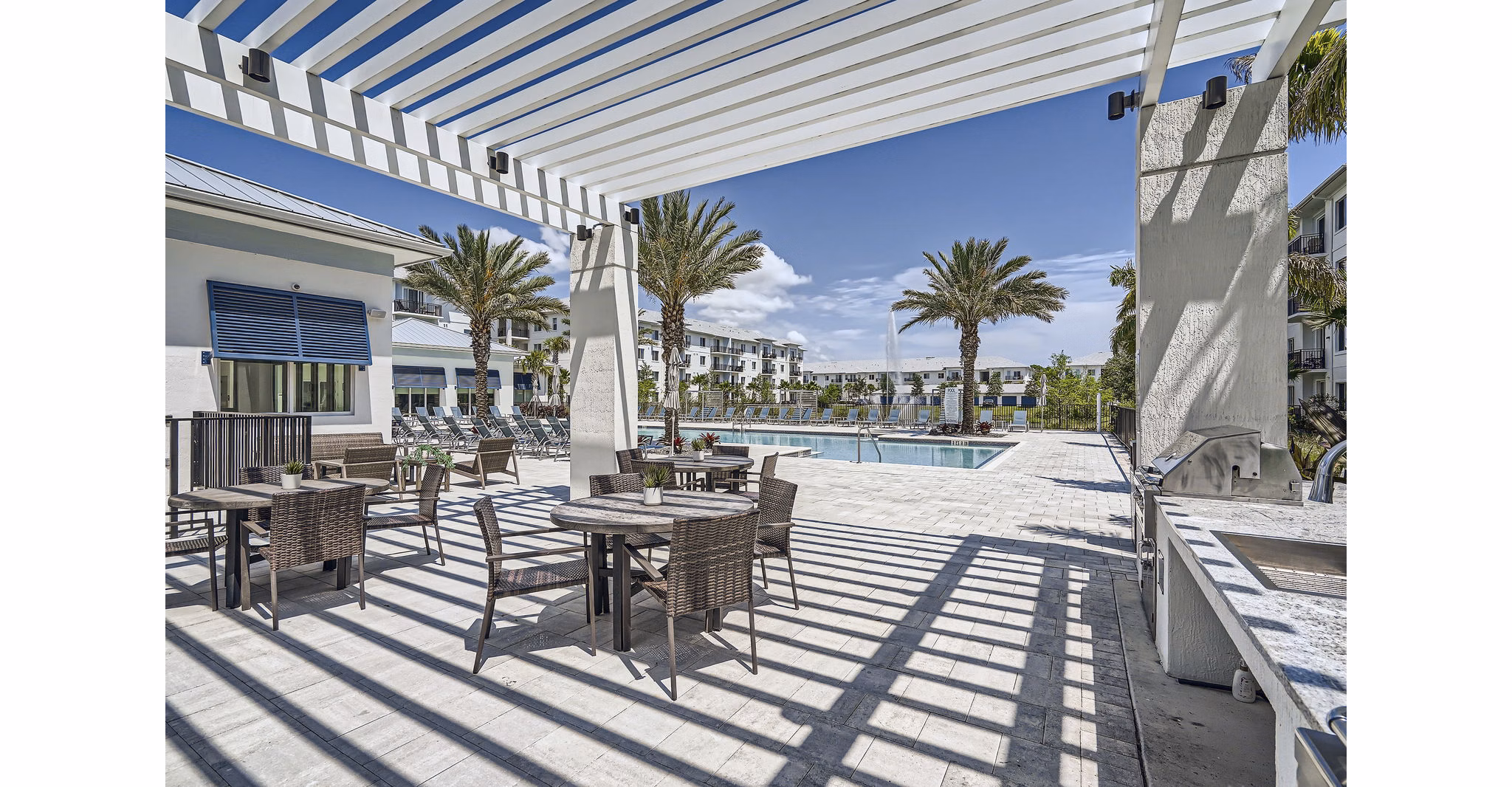 grill area at River North Apartments