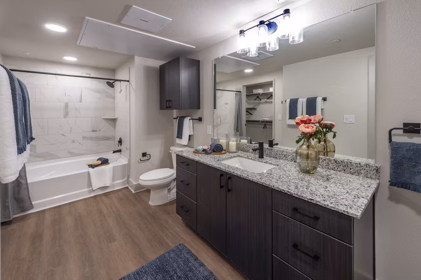 bathroom at Domain Huntsville Apartments