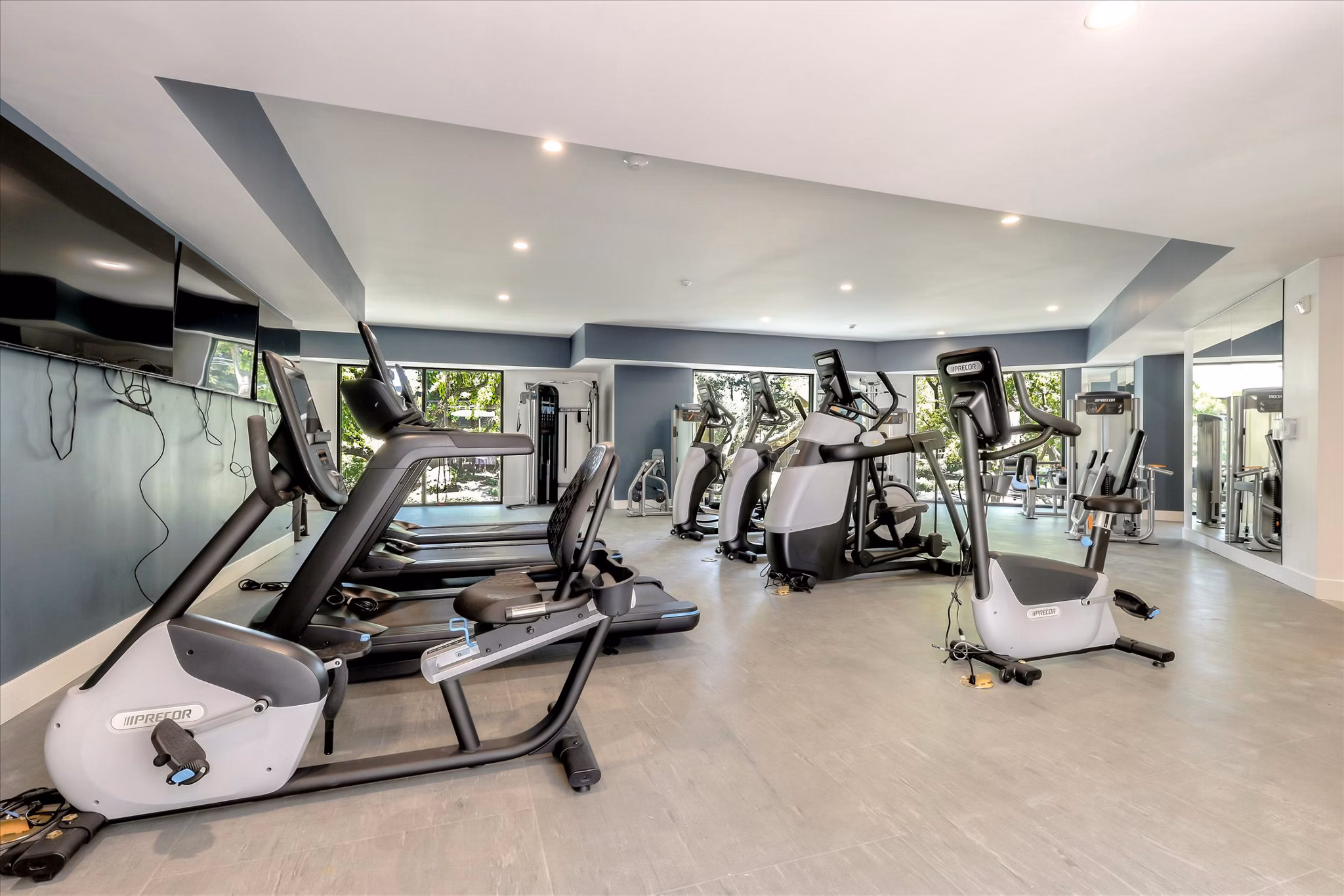 fitness center at 100 Boyd Apartments