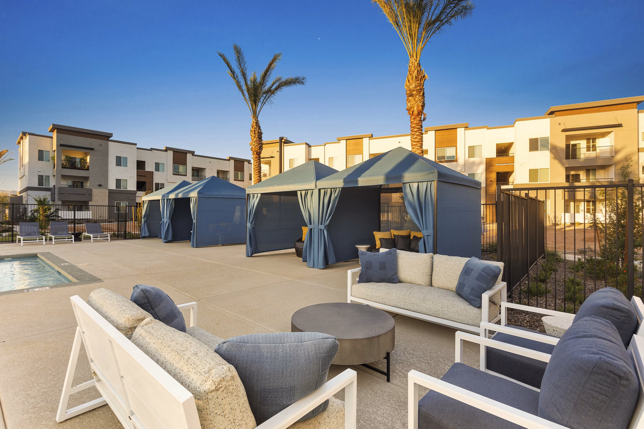 patio cabanas at Ascend at Black Canyon Apartments