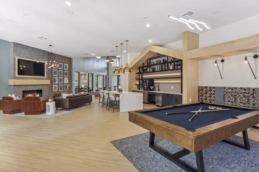 clubhouse game room at Ascend at Pioneer Hill Apartments
