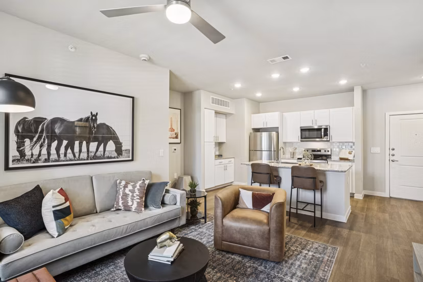 living room at Ascend at Pioneer Hill Apartments