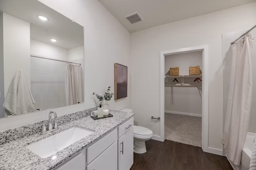 bathroom at Casitas at Elevon Apartments