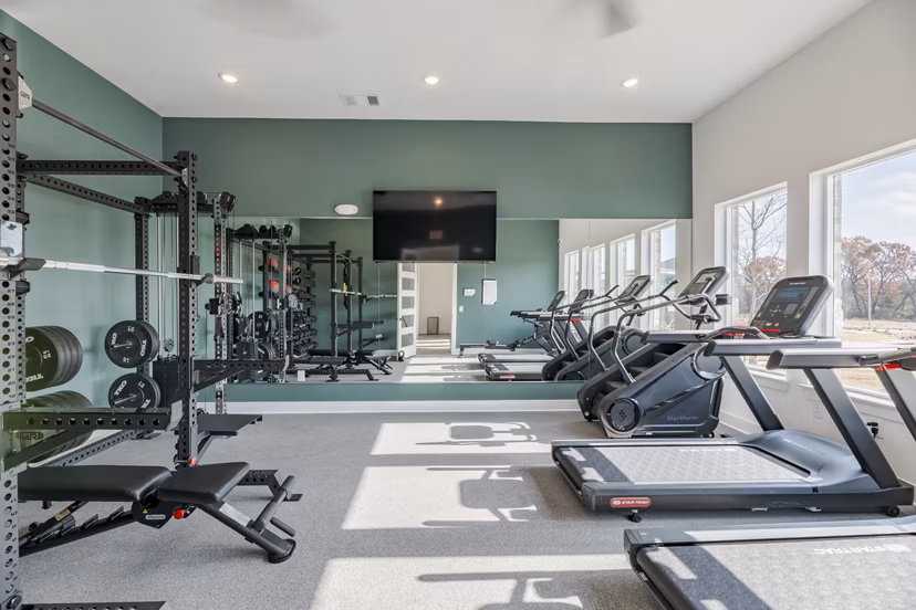 fitness center at Casitas at Elevon Apartments