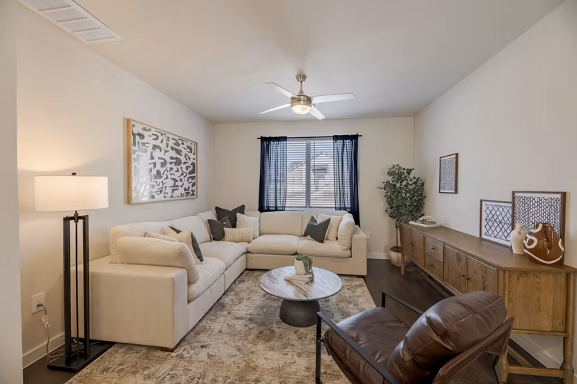 living room at Casitas at Elevon Apartments