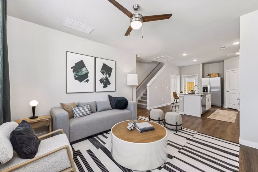 home office/living room at Cottages at Lindsey Place Apartment Homes