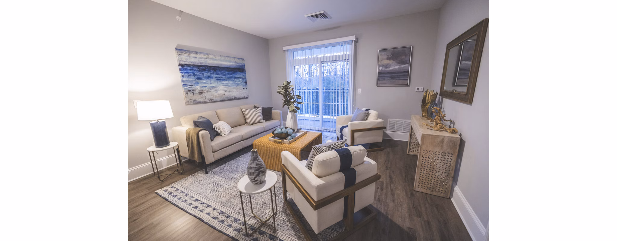living room at The Plaza Grande at Garden State Park Apartments