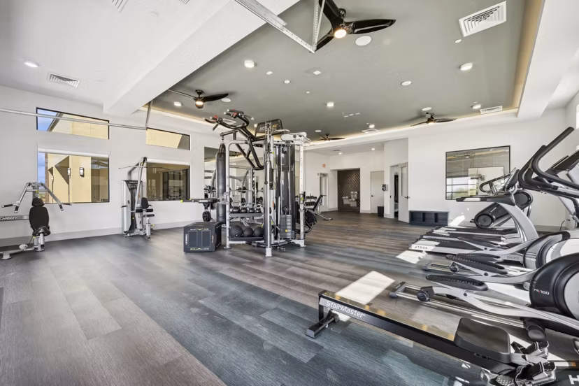 fitness center at Ascend at Longbow Highpoint Apartments