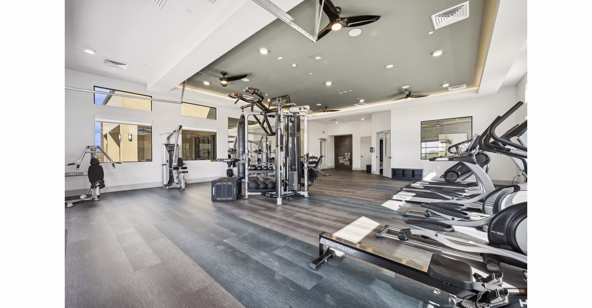 fitness center at Ascend at Longbow Highpoint Apartments