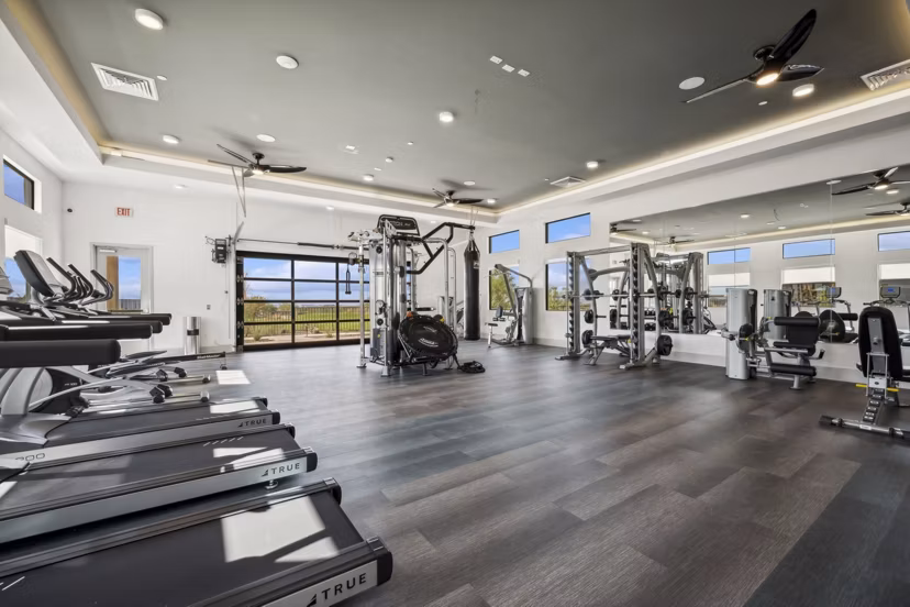 fitness center at Ascend at Longbow Highpoint Apartments