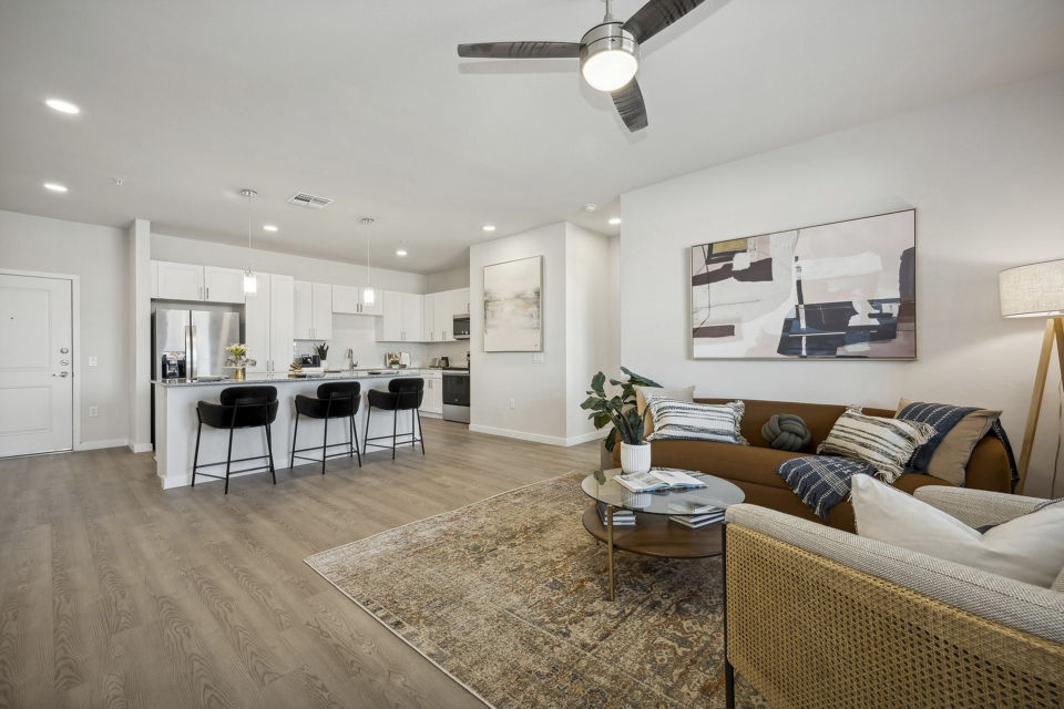 living room at Ascend at Longbow Highpoint Apartments