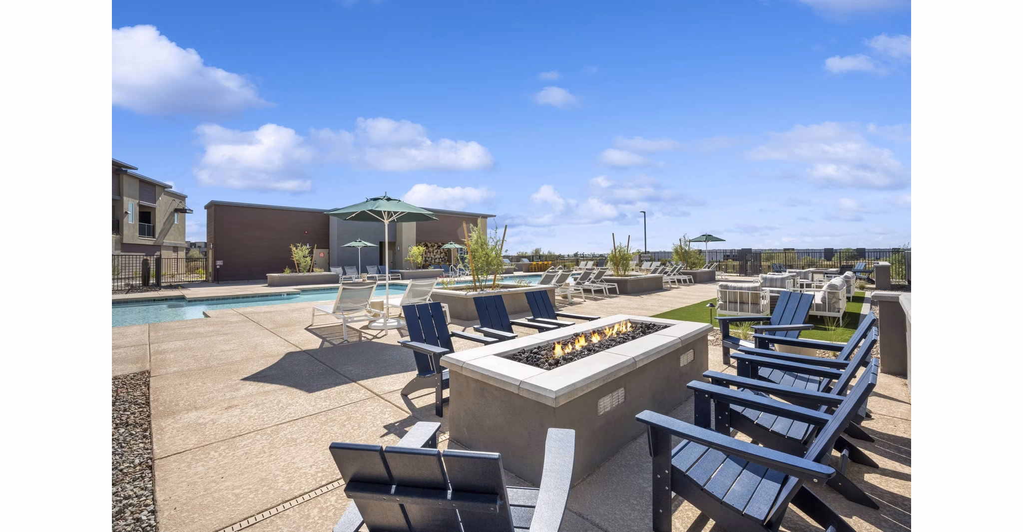fire pit/patio at Ascend at Longbow Highpoint Apartments