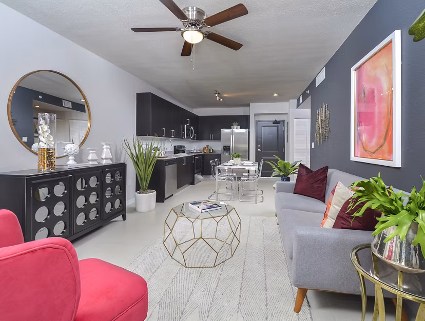living room at District West Gables I Apartments 