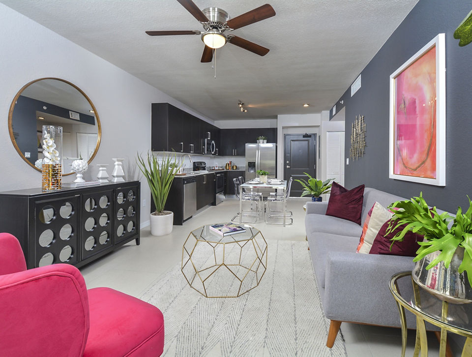 living room at District West Gables I Apartments 