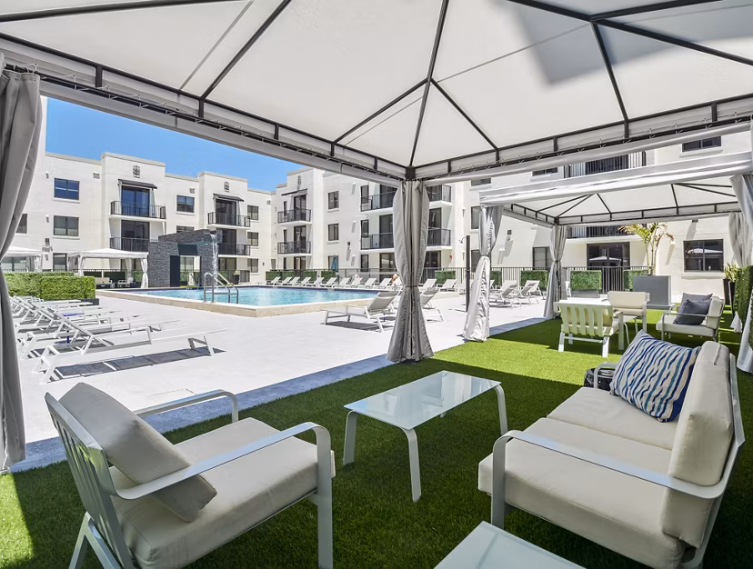 grill area at District West Gables I Apartments 