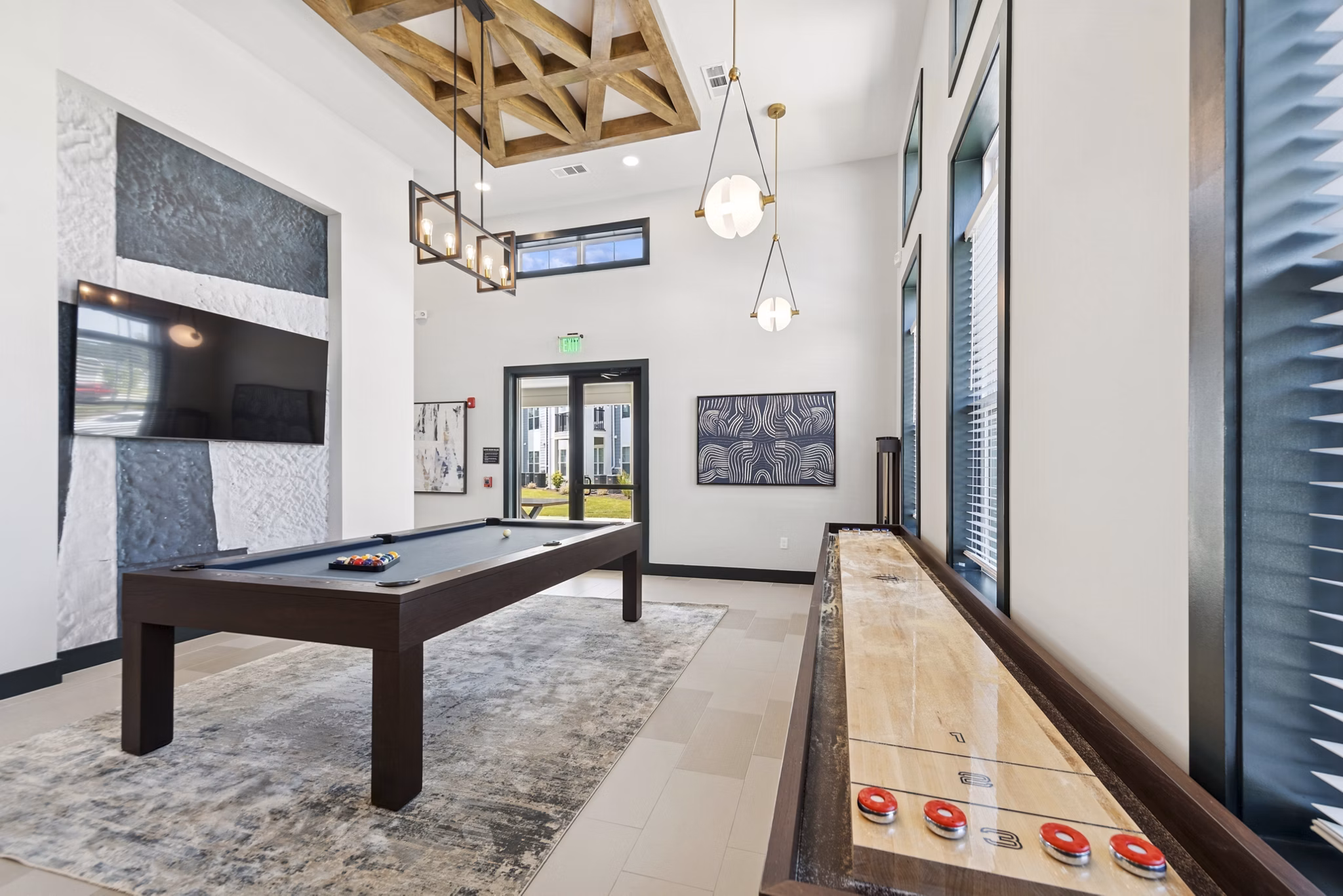 clubhouse game room at Ascend Brightleaf Apartments